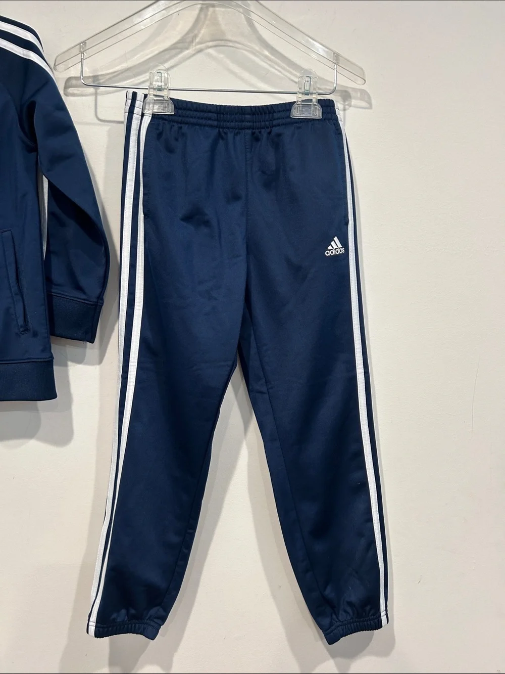 adidas Navy blue and White 3-Stripe Kids Track coaches Jacket & Pants set